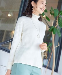【洗える】折り返しリブカフスニット