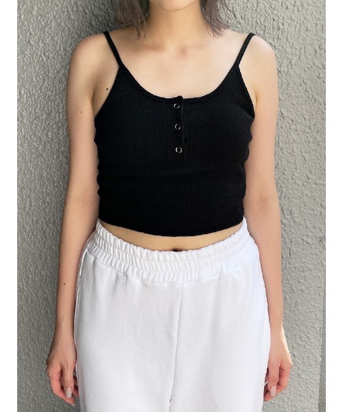 ENVYM（アンビー）の「リブショートヘンリーキャミ（キャミソール・レディース・ブラック/グレー・FREE）」の3枚目の写真