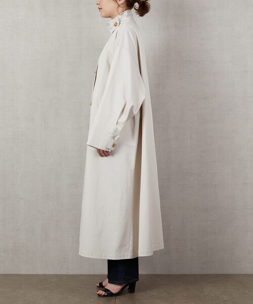 FREAK'S STORE（フリークスストア）の「▽【WEB限定】スタンドカラーフレアロングコート（トレンチコート・レディース・ナチュラル/ブラック/ベージュ/グリーン・ﾌﾘ-）」の7枚目の写真