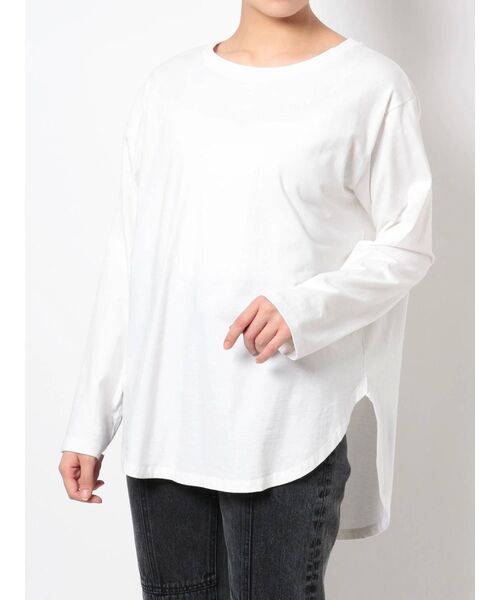 EVRIS（エヴリス）の「ロングスリットロンTEE（Tシャツ/カットソー・レディース・ホワイト/ブラック・FREE）」の2枚目の写真
