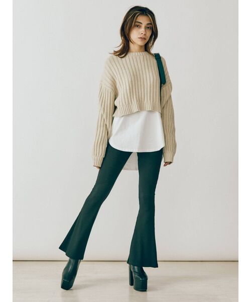 EVRIS（エヴリス）の「ロングスリットロンTEE（Tシャツ/カットソー・レディース・ホワイト/ブラック・FREE）」の7枚目の写真