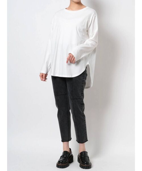 EVRIS（エヴリス）の「ロングスリットロンTEE（Tシャツ/カットソー・レディース・ホワイト/ブラック・FREE）」の16枚目の写真
