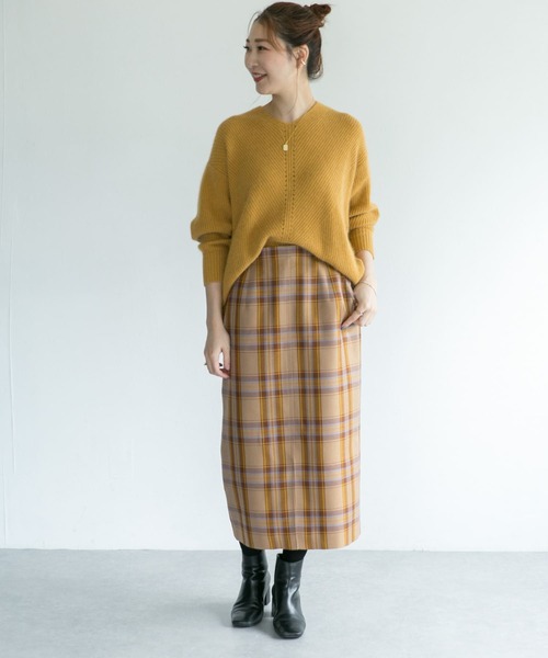 URBAN RESEARCH ROSSO(アーバンリサーチロッソ)の「ハイウエストフロントスリットタイトスカート(スカート・レディース・グレー系その他/チェック/チャコールグレー/イエロー・36/38)」の18枚目の写真