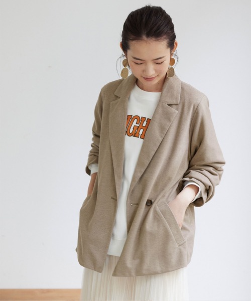 titivate（ティティベイト）の「ﾀﾞﾌﾞﾙﾃｰﾗｰﾄﾞｼﾞｬｹｯﾄ（テーラードジャケット・レディース・グレー/ベージュ系その他/ブラウン/ブラック・M）」の4枚目の写真