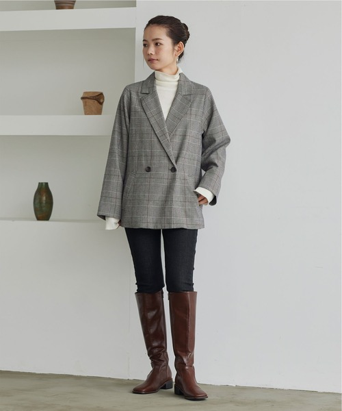 titivate（ティティベイト）の「ﾀﾞﾌﾞﾙﾃｰﾗｰﾄﾞｼﾞｬｹｯﾄ（テーラードジャケット・レディース・グレー/ベージュ系その他/ブラウン/ブラック・M）」の11枚目の写真