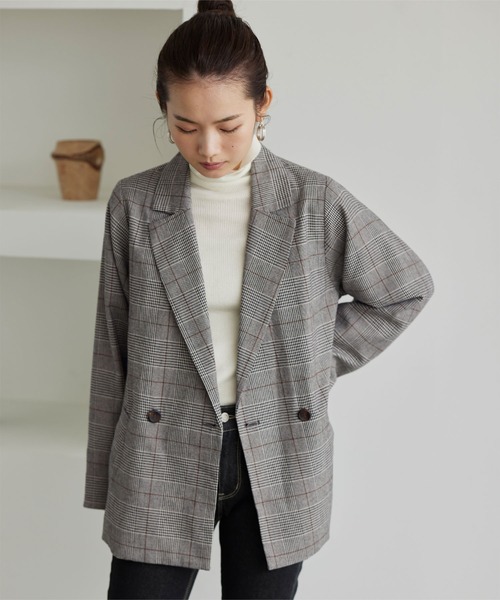 titivate（ティティベイト）の「ﾀﾞﾌﾞﾙﾃｰﾗｰﾄﾞｼﾞｬｹｯﾄ（テーラードジャケット・レディース・グレー/ベージュ系その他/ブラウン/ブラック・M）」の16枚目の写真