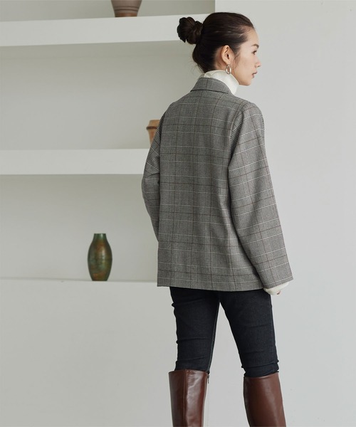 titivate（ティティベイト）の「ﾀﾞﾌﾞﾙﾃｰﾗｰﾄﾞｼﾞｬｹｯﾄ（テーラードジャケット・レディース・グレー/ベージュ系その他/ブラウン/ブラック・M）」の19枚目の写真