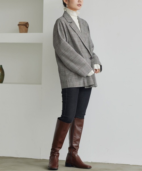 titivate（ティティベイト）の「ﾀﾞﾌﾞﾙﾃｰﾗｰﾄﾞｼﾞｬｹｯﾄ（テーラードジャケット・レディース・グレー/ベージュ系その他/ブラウン/ブラック・M）」の12枚目の写真