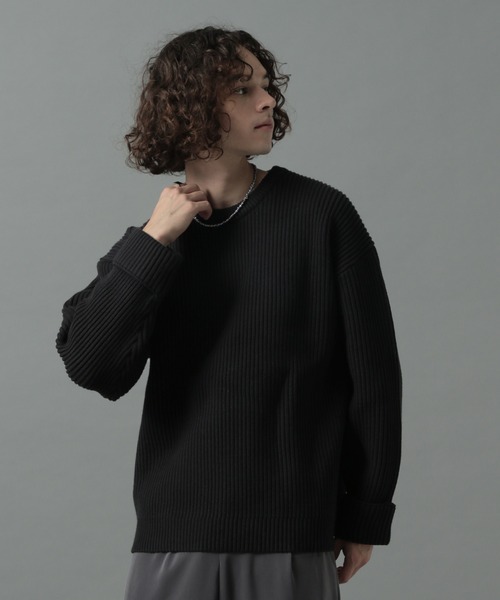 HARE(ハレ)の「BIGアゼアミニットプルオーバー(HARE)(ニット/セーター・メンズ・ブラック/ブラウン/グレー/レッド・SMALL/MEDIUM)」の1枚目の写真