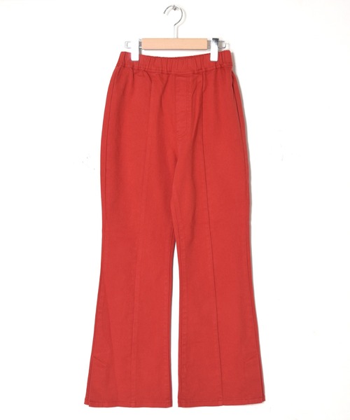 w closet（ダブルクローゼット）の「セミフレア脇スリットイージーパンツ（デニムパンツ・レディース・ダークグレー/ダークオレンジ/グリーン/ケミカルウォッシュ・M/S）」の6枚目の写真