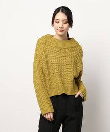 ドロップショルダーショートニットトップス[C5519]