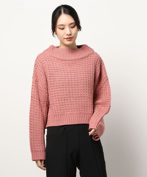 KOBE LETTUCE（コウベレタス）の「ドロップショルダーショートニットトップス[C5519]（ニット/セーター・レディース・アイボリー/ブラック系その他/ピンク系/イエロー系・FREE）」の4枚目の写真