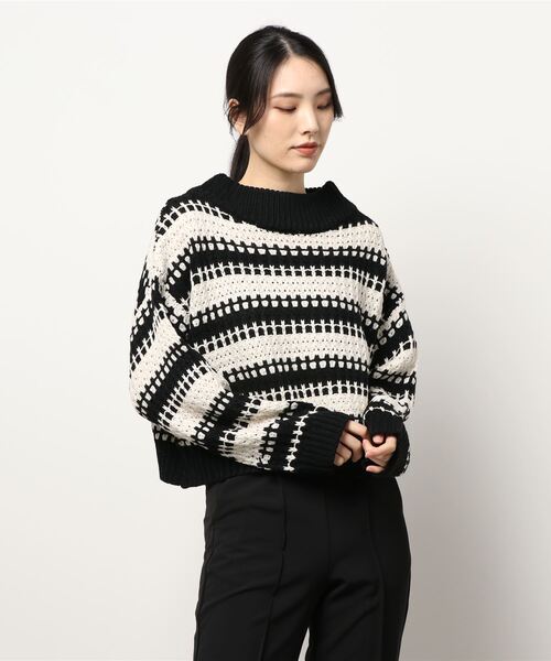 KOBE LETTUCE（コウベレタス）の「ドロップショルダーショートニットトップス[C5519]（ニット/セーター・レディース・アイボリー/ブラック系その他/ピンク系/イエロー系・FREE）」の2枚目の写真