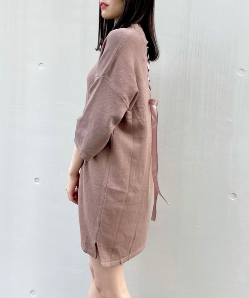 titty&Co. PETIT(ティティアンドコープティ)の「【titty&Co.PETIT】バックスピンドルニットワンピース(ワンピース・レディース・ブラック/ベージュ・FREE)」の9枚目の写真