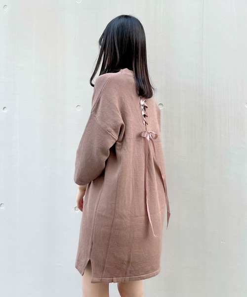 titty&Co. PETIT(ティティアンドコープティ)の「【titty&Co.PETIT】バックスピンドルニットワンピース(ワンピース・レディース・ブラック/ベージュ・FREE)」の11枚目の写真
