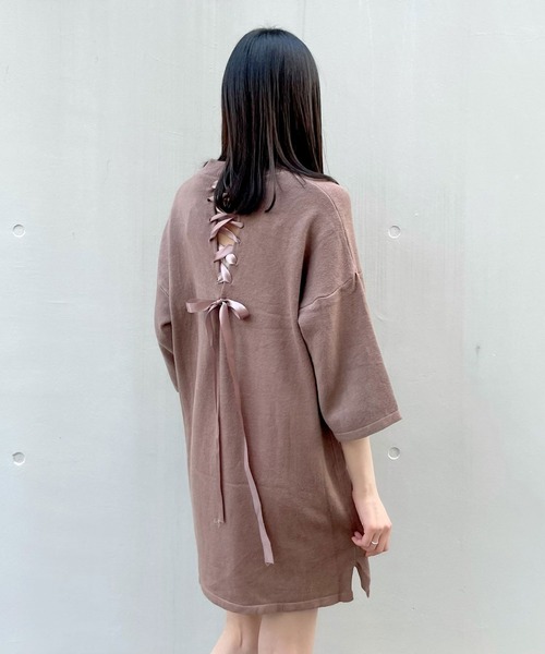 titty&Co. PETIT(ティティアンドコープティ)の「【titty&Co.PETIT】バックスピンドルニットワンピース(ワンピース・レディース・ブラック/ベージュ・FREE)」の13枚目の写真