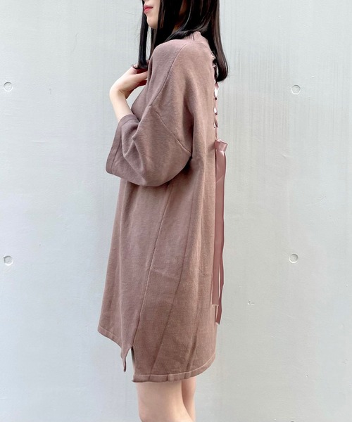 titty&Co. PETIT(ティティアンドコープティ)の「【titty&Co.PETIT】バックスピンドルニットワンピース(ワンピース・レディース・ブラック/ベージュ・FREE)」の8枚目の写真