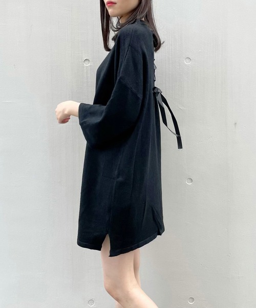 titty&Co. PETIT(ティティアンドコープティ)の「【titty&Co.PETIT】バックスピンドルニットワンピース(ワンピース・レディース・ブラック/ベージュ・FREE)」の16枚目の写真