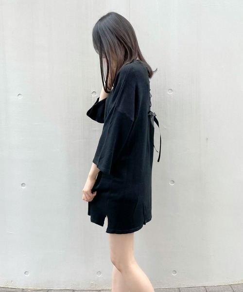 titty&Co. PETIT(ティティアンドコープティ)の「【titty&Co.PETIT】バックスピンドルニットワンピース(ワンピース・レディース・ブラック/ベージュ・FREE)」の18枚目の写真