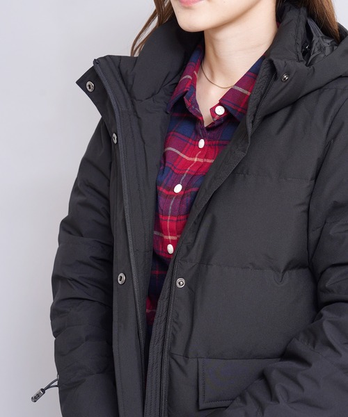 GIORDANO（ジョルダーノ）の「[GIORDANO] ダックダウン ピーチスキン撥水ダウンロングコート ダウン80%フェザー20%（フード脱着可能）（ダウンジャケット/コート・レディース・ブラック/カーキ・SMALL/MEDIUM/LARGE/X-LARGE/XX-LARGE）」の7枚目の写真