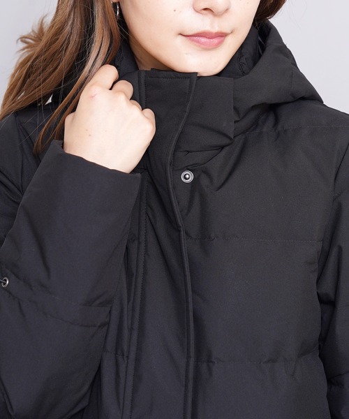 GIORDANO（ジョルダーノ）の「[GIORDANO] ダックダウン ピーチスキン撥水ダウンロングコート ダウン80%フェザー20%（フード脱着可能）（ダウンジャケット/コート・レディース・ブラック/カーキ・SMALL/MEDIUM/LARGE/X-LARGE/XX-LARGE）」の8枚目の写真