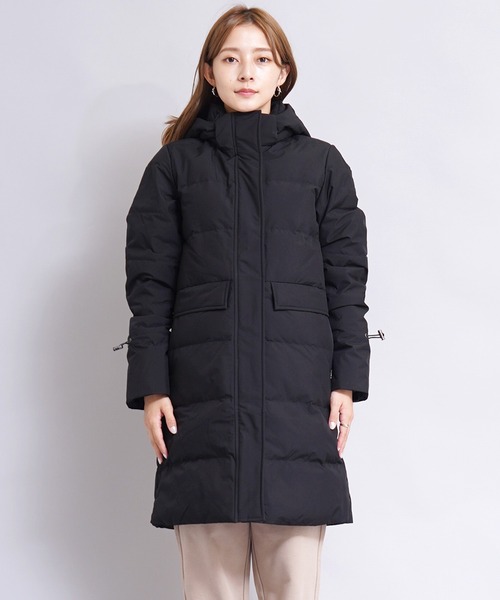 GIORDANO（ジョルダーノ）の「[GIORDANO] ダックダウン ピーチスキン撥水ダウンロングコート ダウン80%フェザー20%（フード脱着可能）（ダウンジャケット/コート・レディース・ブラック/カーキ・SMALL/MEDIUM/LARGE/X-LARGE/XX-LARGE）」の14枚目の写真