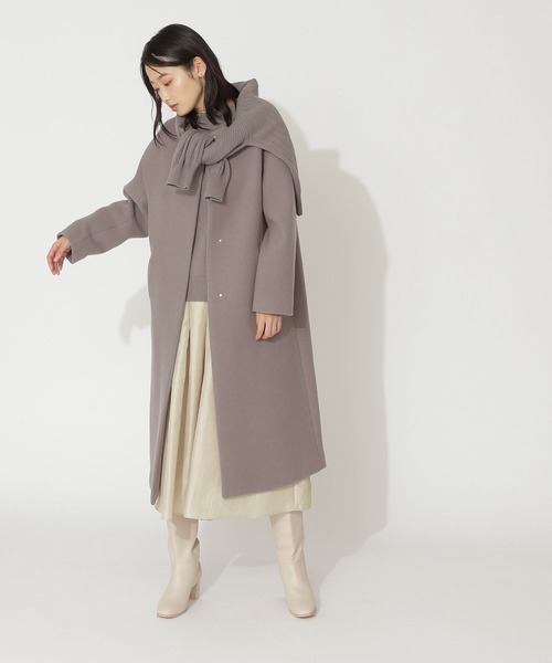 NATURAL BEAUTY BASIC（ナチュラルビューティーベーシック）の「ノーカラーダブルクロスコート（ノーカラーコート・レディース・グレー/オフホワイト/ライトグリーン・SMALL/MEDIUM）」の22枚目の写真