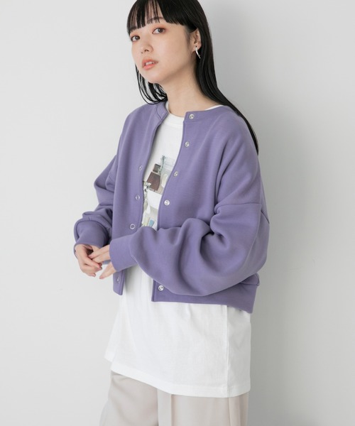 LOWRYS FARM（ローリーズファーム）の「２ＷＡＹスナップカーディガンＬＳ　260904（カーディガン/ボレロ・レディース・アイボリー/ブラック/パープル・FREE）」の3枚目の写真