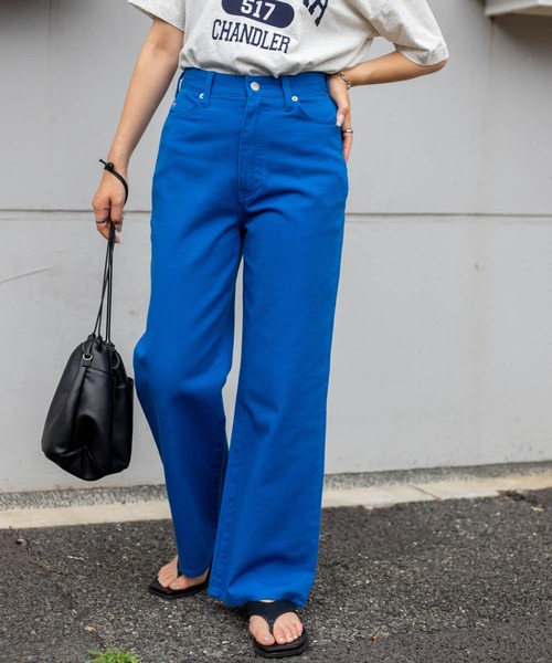 WEGO(ウィゴー)の「WEGO/ウエストフィットワイドストレートパンツ(デニムパンツ・レディース・ライトインディゴブルー/インディゴブルー/ブラック系その他/ケリーグリーン/ロイヤルブルー/ホワイト/ナチュラル/グリーン系その他/パープル系その他/ブラック/ダークインディゴブルー・SMALL/MEDIUM/LARGE)」の10枚目の写真