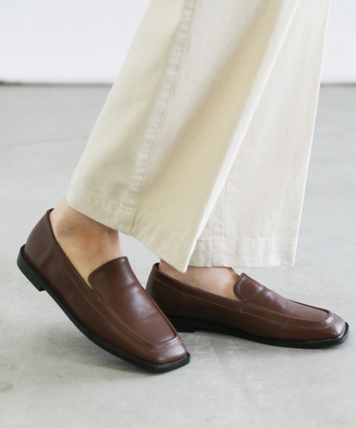 スクエアトゥフェイクレザースリッポン（スリッポン）｜select MOCA