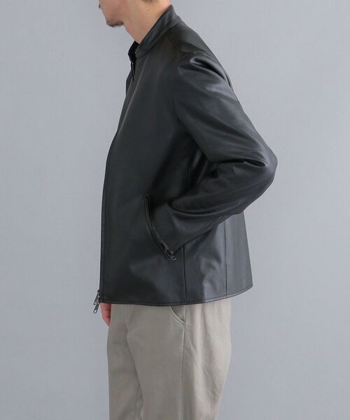 SHIPS（シップス）の「SHIPS: Synthetic Leather シングルライダース ジャケット 22SS（ライダースジャケット・メンズ・ブラック/ベージュ/ネイビー・SMALL/MEDIUM/LARGE/X-LARGE）」の9枚目の写真