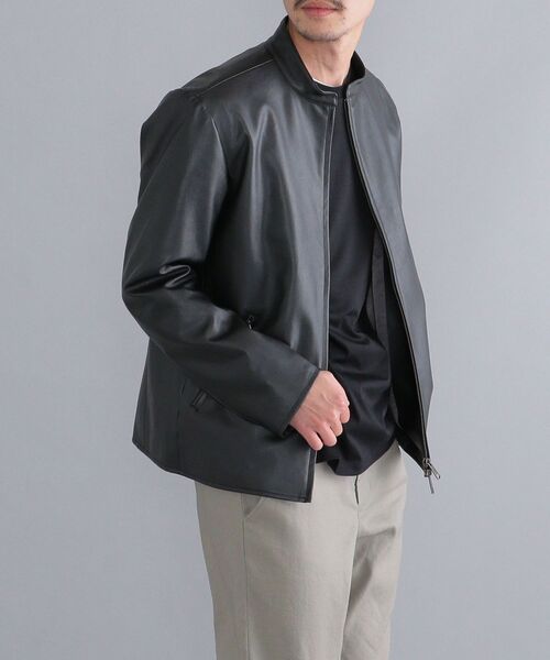 SHIPS（シップス）の「SHIPS: Synthetic Leather シングルライダース ジャケット 22SS（ライダースジャケット・メンズ・ブラック/ベージュ/ネイビー・SMALL/MEDIUM/LARGE/X-LARGE）」の11枚目の写真