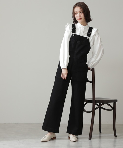 N.（N. Natural Beauty Basic）（エヌエヌナチュラルビューティーベーシック）の「◆ストレートオーバーオール（サロペット/オーバーオール・レディース・ブラック/ナチュラル・MEDIUM）」の3枚目の写真