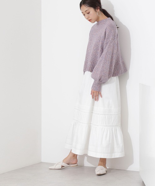 NATURAL BEAUTY BASIC（ナチュラルビューティーベーシック）の「ピンタック×レースローンスカート（スカート・レディース・チャコールグレー/オフホワイト・SMALL/MEDIUM）」の17枚目の写真