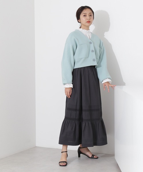 NATURAL BEAUTY BASIC（ナチュラルビューティーベーシック）の「ピンタック×レースローンスカート（スカート・レディース・チャコールグレー/オフホワイト・SMALL/MEDIUM）」の18枚目の写真