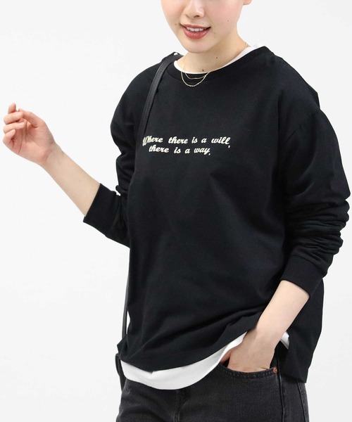 Right-on（ライトオン）の「【HONEYSUCKLE ROSE】ロゴプリントロンＴ（Tシャツ/カットソー・レディース・キナリ/ダークグレー/その他1/オフホワイト/ブラック×ホワイト/ブラック・L/M）」の4枚目の写真