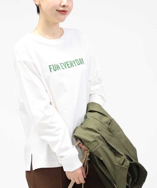 Right-on（ライトオン）の「【HONEYSUCKLE ROSE】ロゴプリントロンＴ（Tシャツ/カットソー・レディース・キナリ/ダークグレー/その他1/オフホワイト/ブラック×ホワイト/ブラック・L/M）」の9枚目の写真