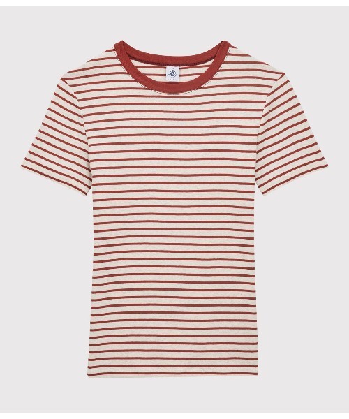PETIT BATEAU(プチバトー)の「マリニエールクルーネック半袖Tシャツ(Tシャツ/カットソー・レディース・グレイッシュベージュ・XX-SMALL/X-LARGE/X-SMALL/SMALL/LARGE/MEDIUM)」の1枚目の写真
