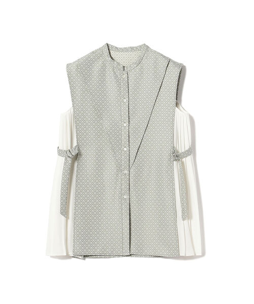 Ray BEAMS（レイビームス）の「RBS / ジャカード サイド ノースリーブ シャツ（シャツ/ブラウス・レディース・ライトグレー/ネイビー・ONE SIZE）」の4枚目の写真