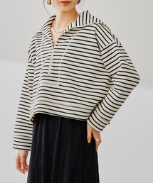 prose verse | ハーフジップボーダースウェット(Tシャツ/カットソー)