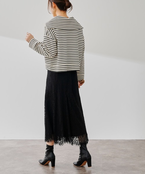 prose verse（プロズヴェール）の「ハーフジップボーダースウェット（Tシャツ/カットソー・レディース・ブラック/オフホワイト・FREE）」の20枚目の写真