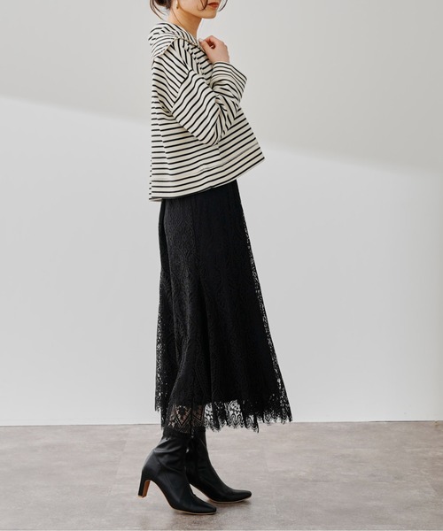 prose verse（プロズヴェール）の「ハーフジップボーダースウェット（Tシャツ/カットソー・レディース・ブラック/オフホワイト・FREE）」の21枚目の写真