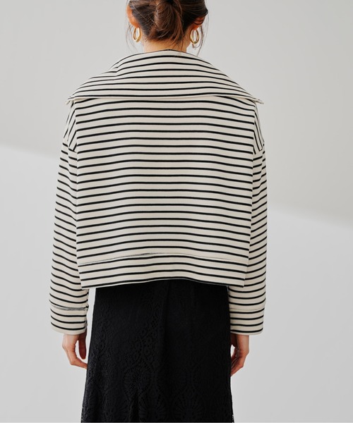 prose verse（プロズヴェール）の「ハーフジップボーダースウェット（Tシャツ/カットソー・レディース・ブラック/オフホワイト・FREE）」の13枚目の写真