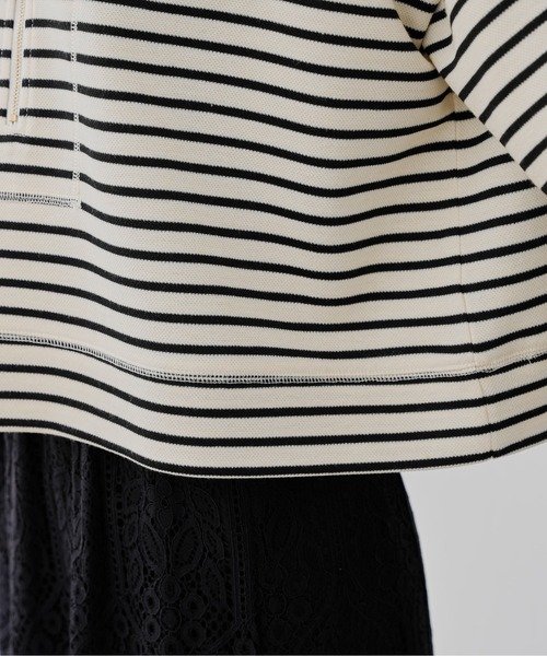 prose verse（プロズヴェール）の「ハーフジップボーダースウェット（Tシャツ/カットソー・レディース・ブラック/オフホワイト・FREE）」の17枚目の写真