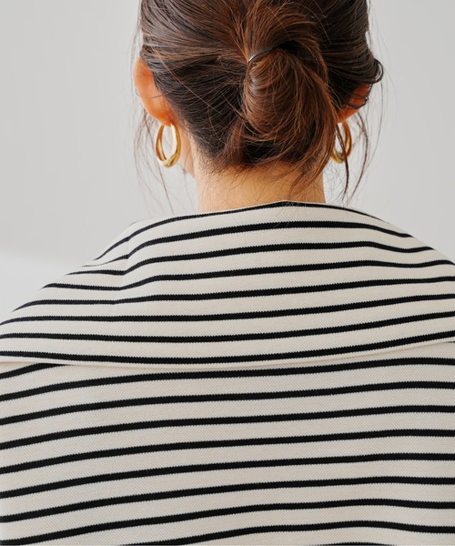 prose verse（プロズヴェール）の「ハーフジップボーダースウェット（Tシャツ/カットソー・レディース・ブラック/オフホワイト・FREE）」の18枚目の写真