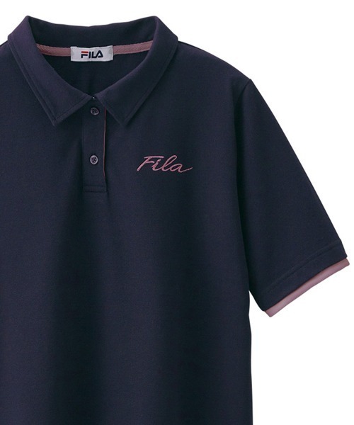 FILA(フィラ)の「<FILA/フィラ>機能付洗練配色ポロシャツ(ポロシャツ・レディース・ブラック/ネイビー/グレー/ブルーグリーン/ラベンダー・LL/M/L)」の4枚目の写真