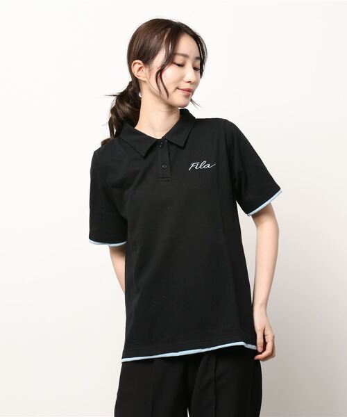 FILA(フィラ)の「<FILA/フィラ>機能付洗練配色ポロシャツ(ポロシャツ・レディース・ブラック/ネイビー/グレー/ブルーグリーン/ラベンダー・LL/M/L)」の12枚目の写真