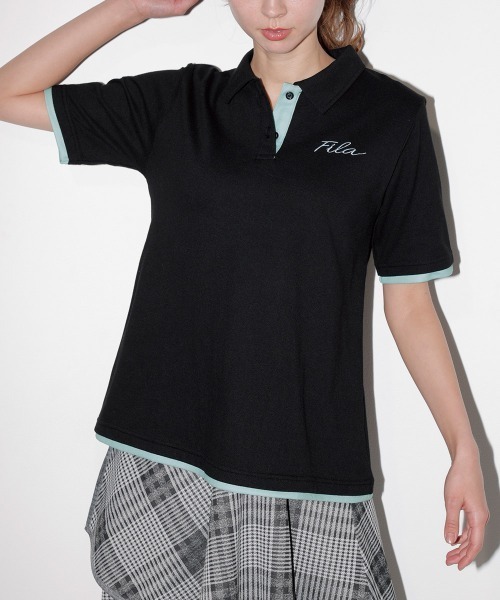 FILA(フィラ)の「<FILA/フィラ>機能付洗練配色ポロシャツ(ポロシャツ・レディース・ブラック/ネイビー/グレー/ブルーグリーン/ラベンダー・LL/M/L)」の15枚目の写真