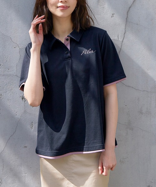 FILA(フィラ)の「<FILA/フィラ>機能付洗練配色ポロシャツ(ポロシャツ・レディース・ブラック/ネイビー/グレー/ブルーグリーン/ラベンダー・LL/M/L)」の20枚目の写真