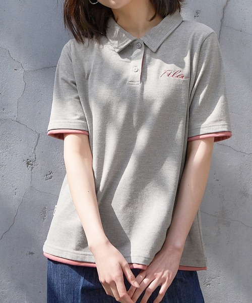 FILA(フィラ)の「<FILA/フィラ>機能付洗練配色ポロシャツ(ポロシャツ・レディース・ブラック/ネイビー/グレー/ブルーグリーン/ラベンダー・LL/M/L)」の16枚目の写真